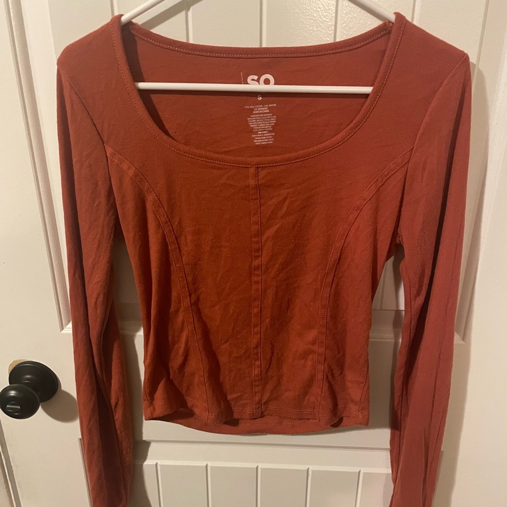 Square Neck Orange Long Sleeve